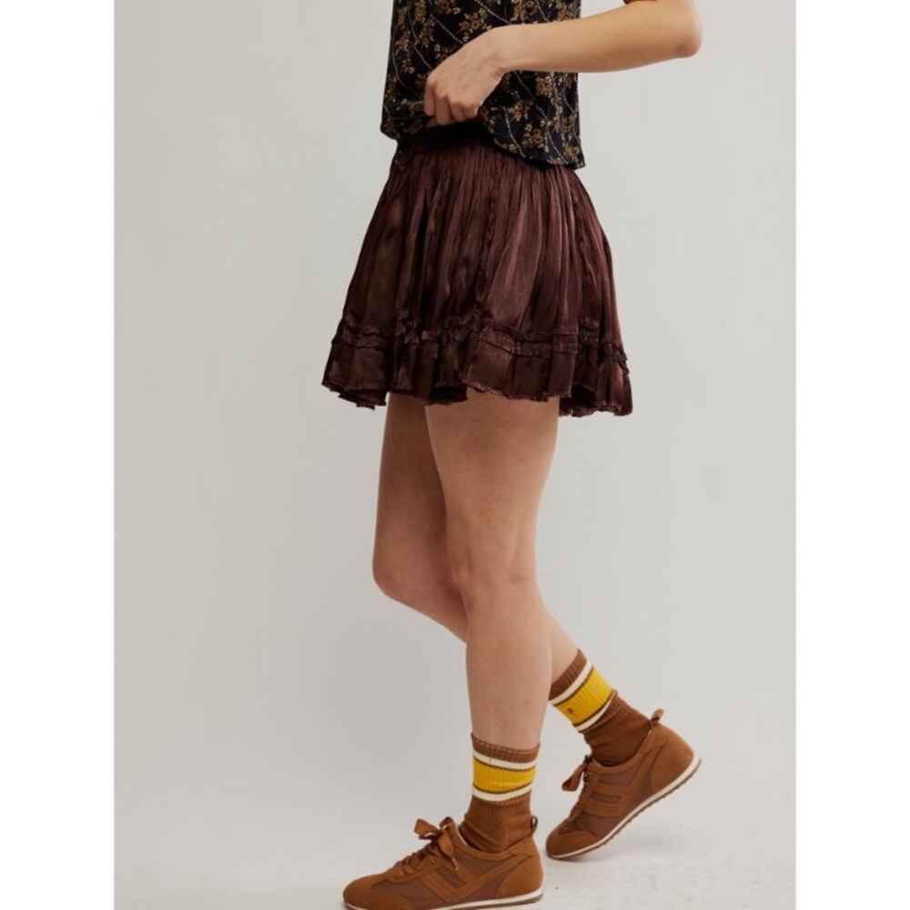 FREE PEOPLE Third Charm Mini Skirt / French Chocolate S NWT